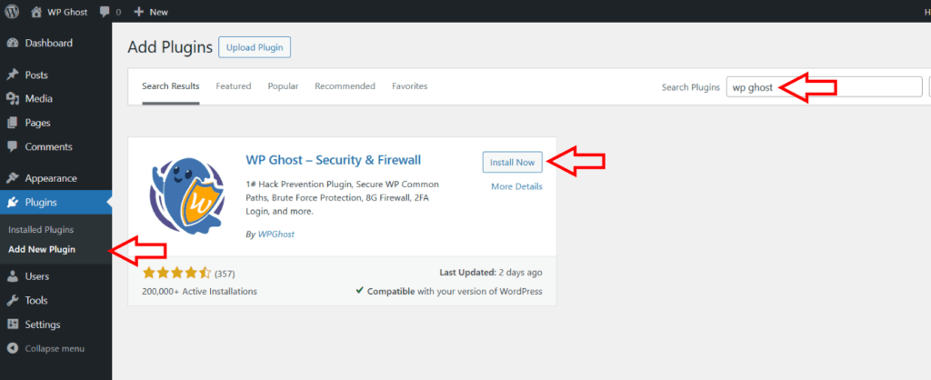 Install Security Plugins in WordPress