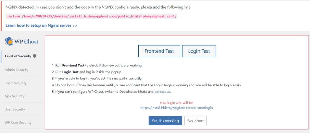 config line in Nginx