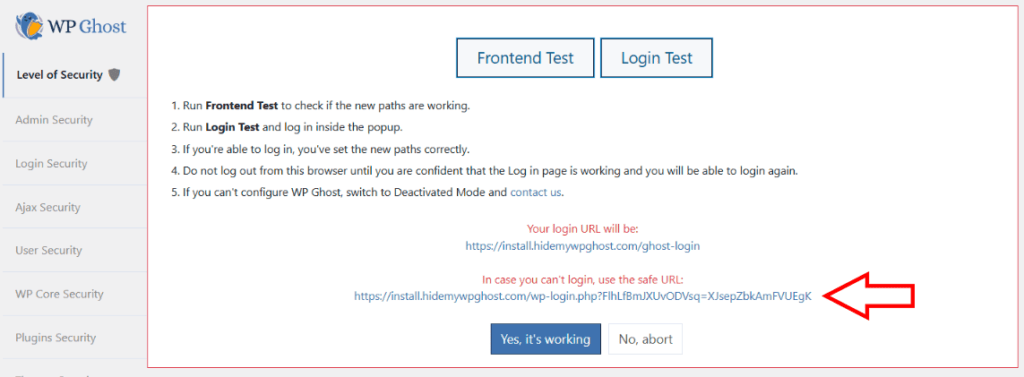 Disable WP Ghost By Safe URL