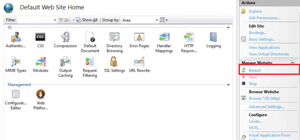 Reload the IIS Server