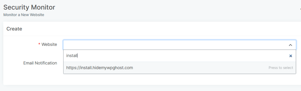 Security monitor add website