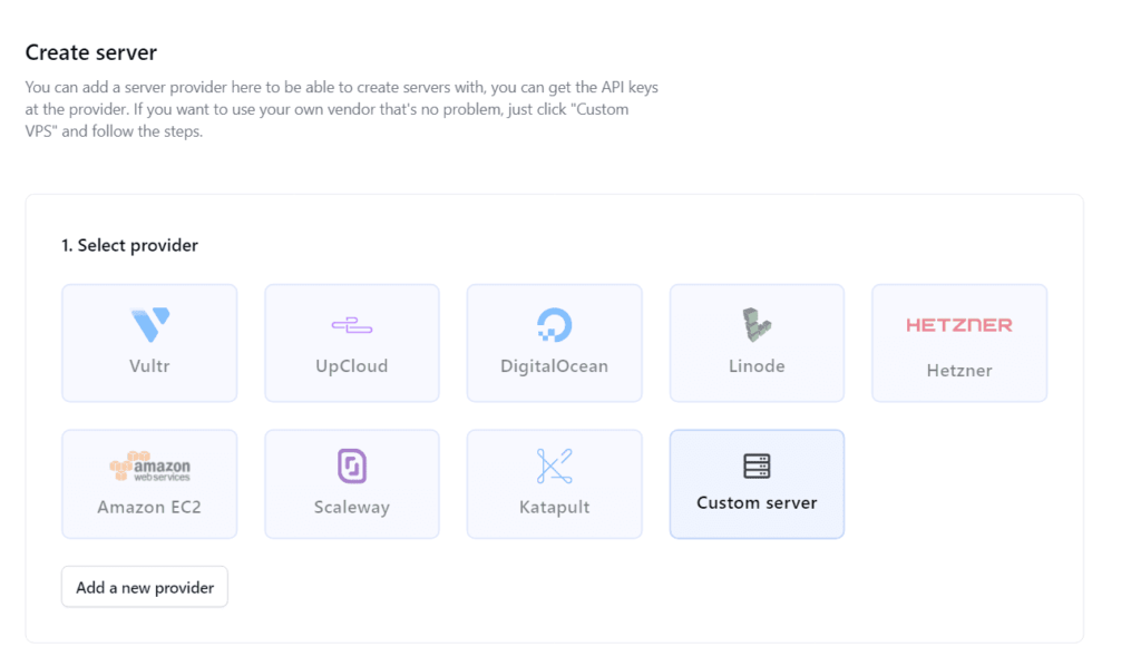Ploi.io select server type