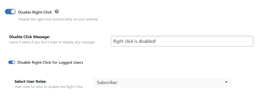 Disable right click option