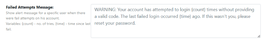 Failed Attempts Message