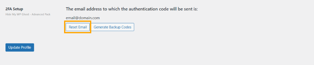 Reset Email Address Option