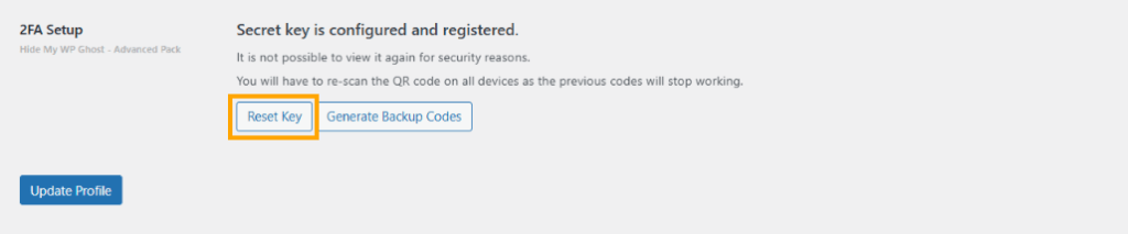 Reset Users 2FA Keys 