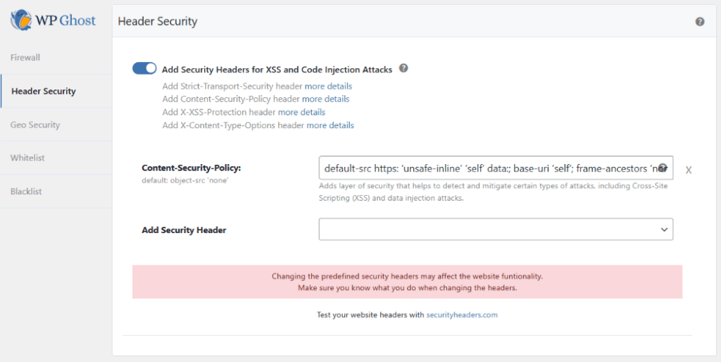 Setting CSP in WordPress Using WP Ghost