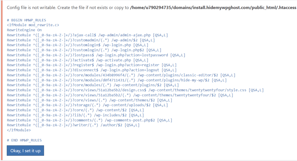 htaccess rules notification