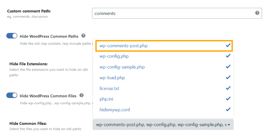 Hide the Comments Path