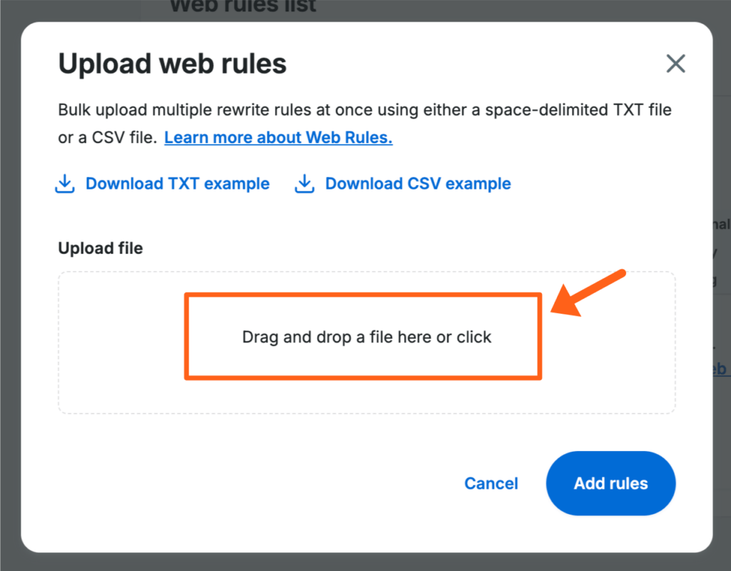 Upload the bulk set of rewrite rules