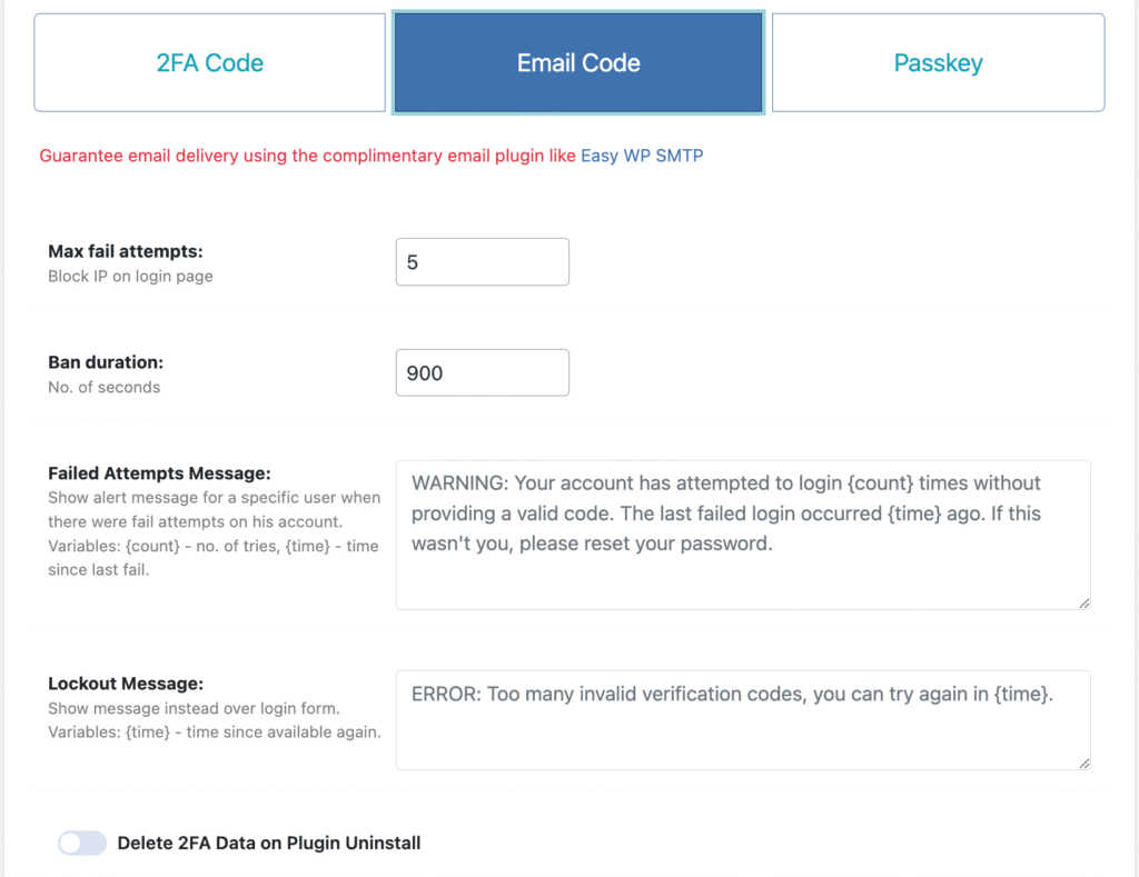 Setup 2FA Email Code