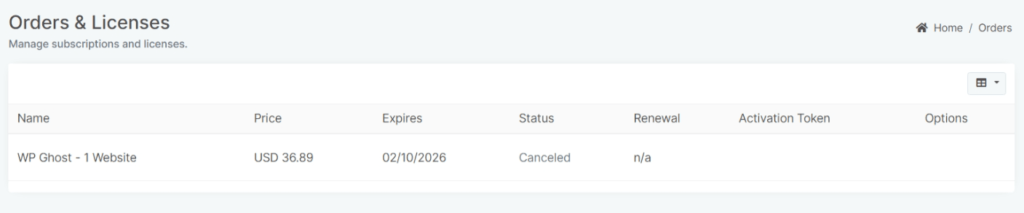 Subscription Canceled Status