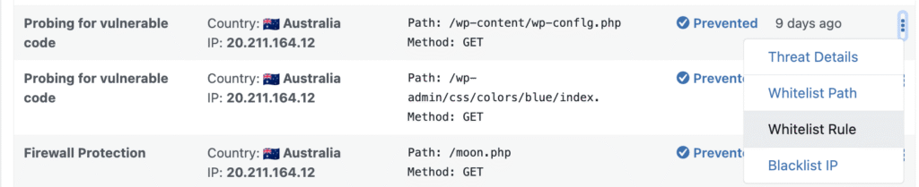 Whitelist Threat Rule