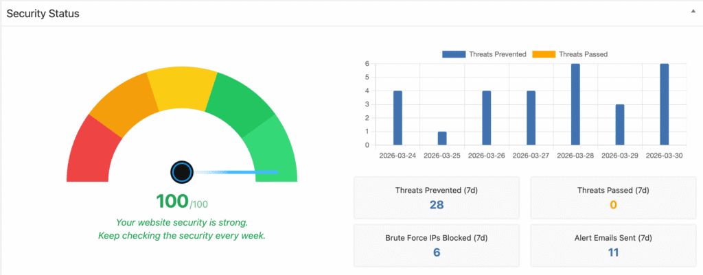 Website Security Optimization Score